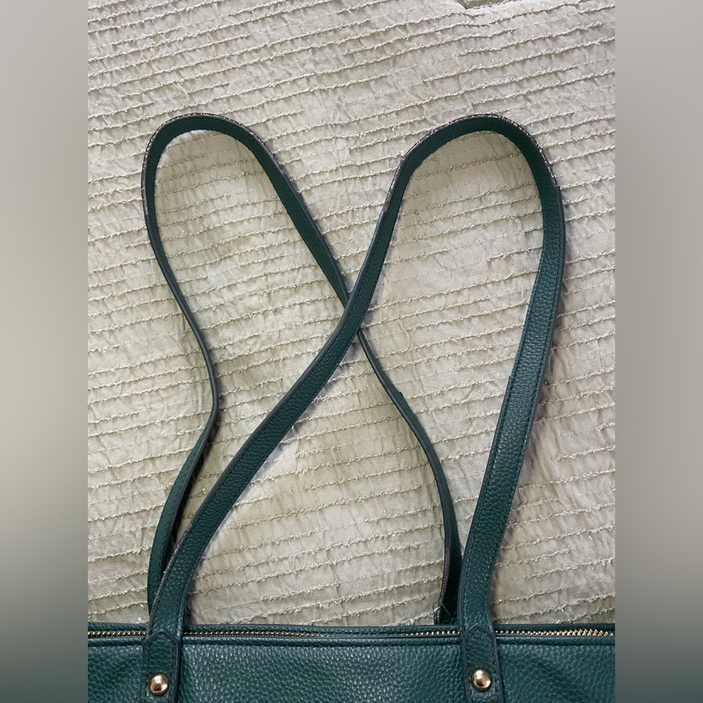 Nanette Lepore Green Pebbled Leather Tote Shoulder Work Bag - Picture 7 of 11
